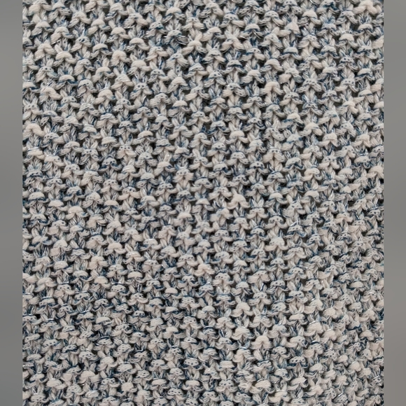 Cotton Blend Knit Sweater 3/4 Sleeves Blue & Cream Size S Cortefiel Brand - Picture 3 of 7